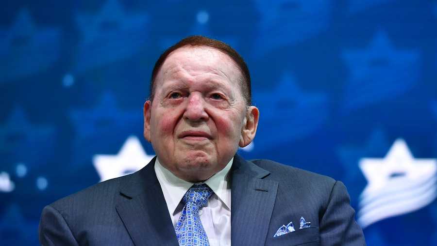 Philanthropist Chief Executive Officer of Las Vegas Sands Sheldon Adelson listens to US President Donald Trump address to the Israeli American Council National Summit 2019 at the Diplomat Beach Resort in Hollywood, Florida on December 7, 2019. (Photo by MANDEL NGAN / AFP) (Photo by MANDEL NGAN/AFP via Getty Images)