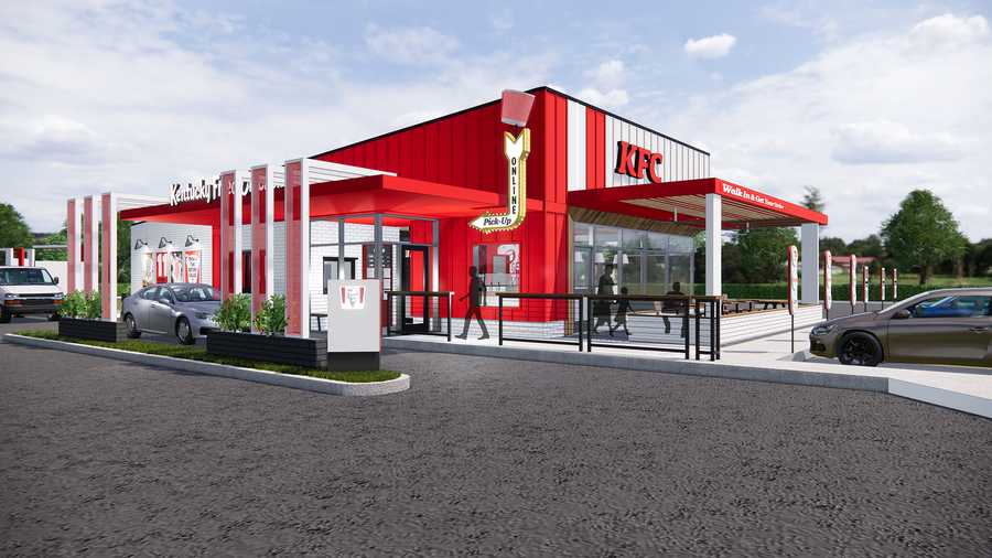 KFC's new design has an outdoor dining area.