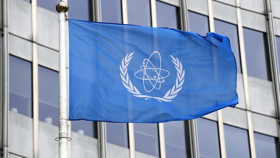 VIENNA, AUSTRIA - MAY 23: The flag of the International Atomic Energy Agency is seen among others ahead of a press conference by Rafael Grossi, Director General of the IAEA, about the agency monitoring of Iran's nuclear energy program on May 23, 2021 in Vienna, Austria. The IAEA has been in talks with Iran over extending the agency's monitoring program. Meanwhile Iranian and international representatives have been in talks in recent weeks in Vienna over reviving the JCPOA Iran nuclear deal.
