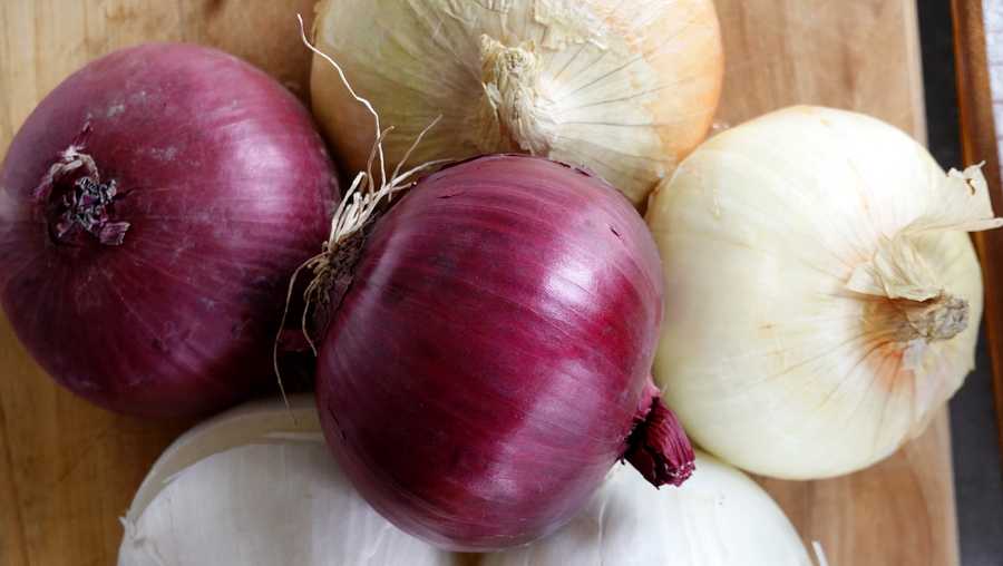 MIAMI, FLORIDA - OCTOBER 22: In this photo illustration,  different varieties of onions sit on a counter on October 22, 2021 in Miami, Florida. The CDC announced a salmonella outbreak linked to fresh whole red, white, and yellow onions imported from the State of Chihuahua, Mexico and distributed by ProSource Produce LLC and Keeler Family Farms.