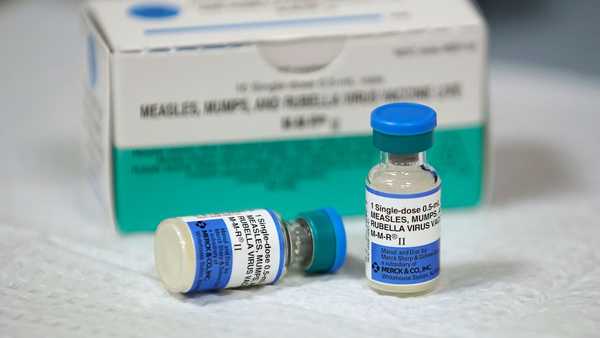 SALT LAKE CITY, UT - APRIL 26: In this photo illustration a 10 pack and one dose bottles of measles, mumps and rubella virus vaccine, made by MERCK, sits on a counter at the Salt Lake County Health Department on April 26, 2019 in Salt Lake City, Utah. (Photo Illustration by George Frey/Getty Images)