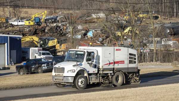 Work crews and contractors remove and dispose of wreckage from a Norfolk Southern train derailment in East Palestine, Ohio, U.S., on Monday, Feb. 20, 2023.
