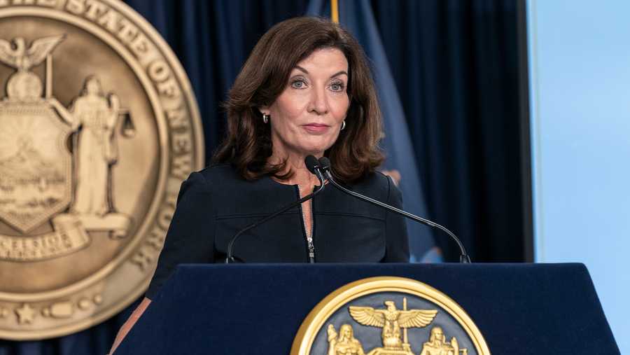 NEW YORK, UNITED STATES - 2021/09/09: Governor Kathy Hochul holds COVID-19 briefing and makes an announcement at State Executive office on 3rd Avenue, Manhattan.