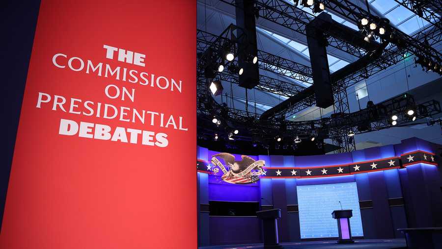 The debate stage at the first presidential debate in Cleveland on Sept. 29, 2020.