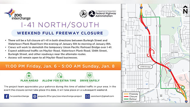 I-41 freeway closure this weekend Jan. 6-8 - Vimarsana News