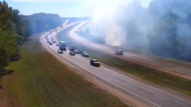 Grass fires break out along interstates, blocking traffic in some areas