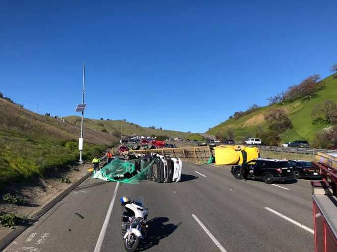 Overturned big rig closes I-80 for 2 hours in Solano County