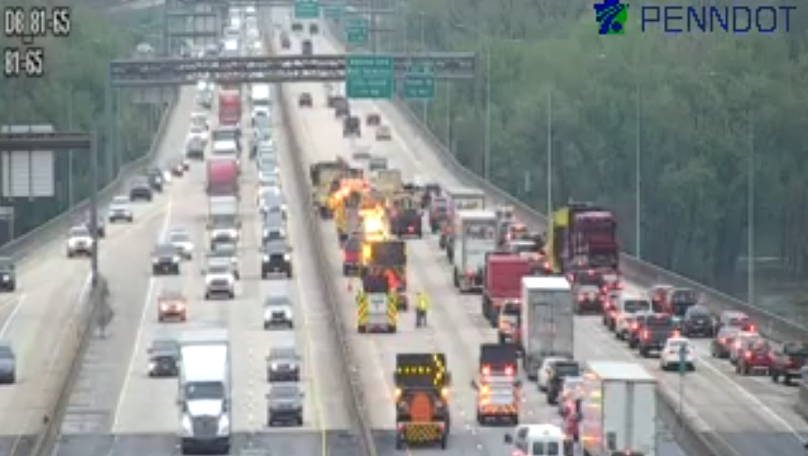 Slowed traffic following crash on I-81 in Cumberland County