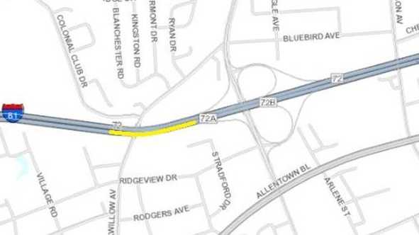 There is a lane restriction along a stretch of Interstate 81 north in Dauphin County until 3 p.m. Thursday.