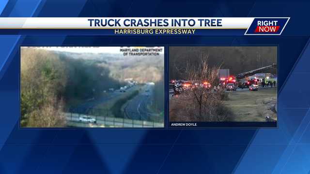 Truck crosses into oncoming traffic on I-83, hits tree - Vimarsana News
