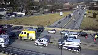 A PennDOT camera near the scene of a crash along an I-83 exit ramp in York County.