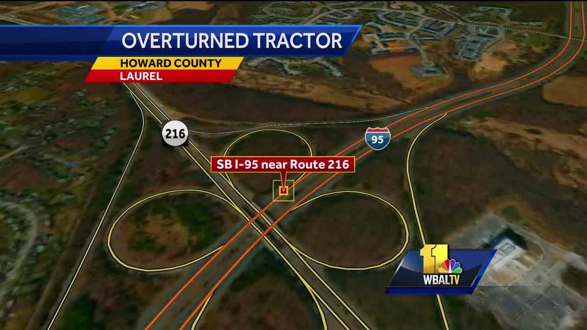 4 injured after tractor-trailer overturns in I-95 crash