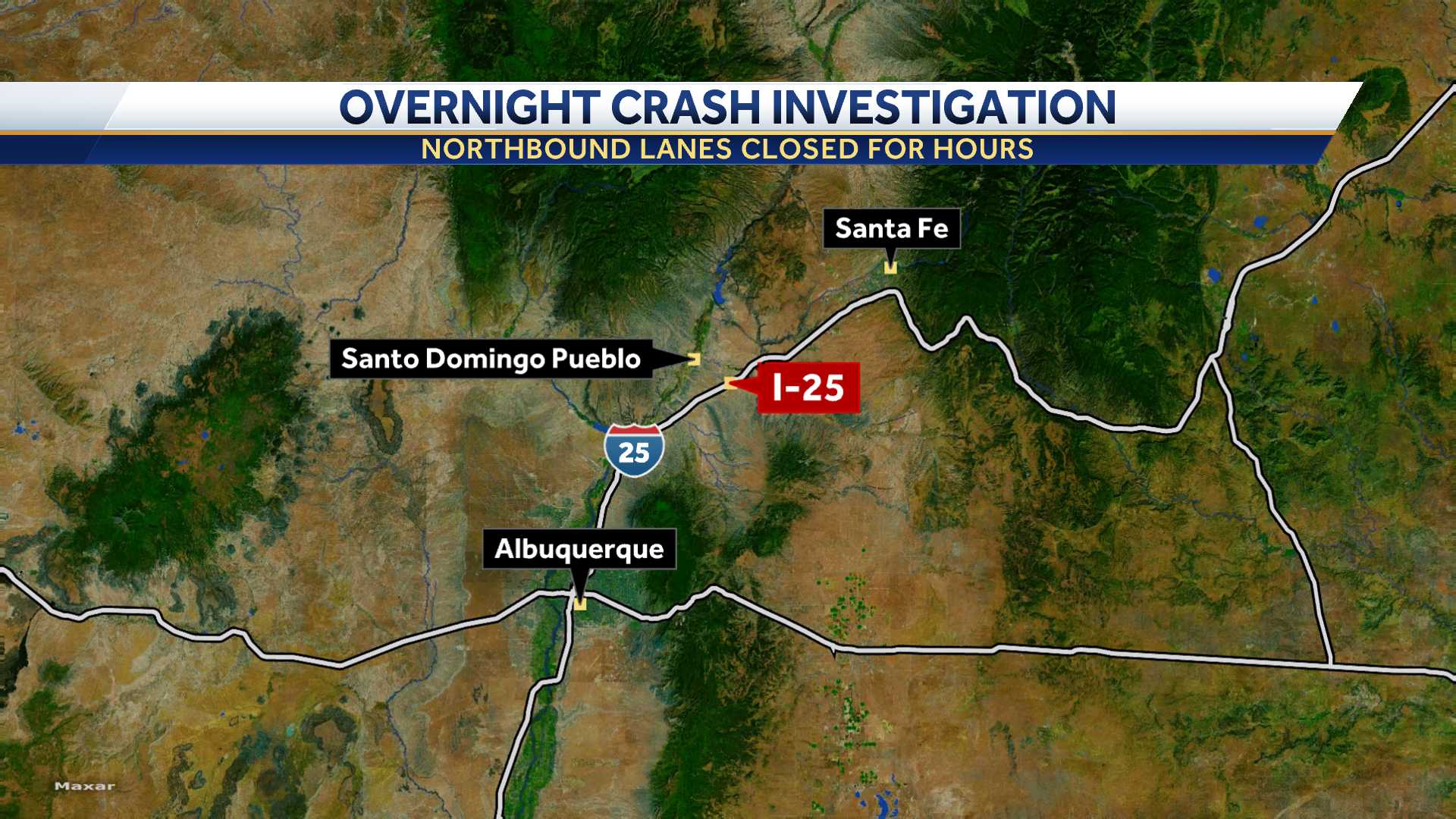 Northbound I-25 reopens after crash south of Santa Fe
