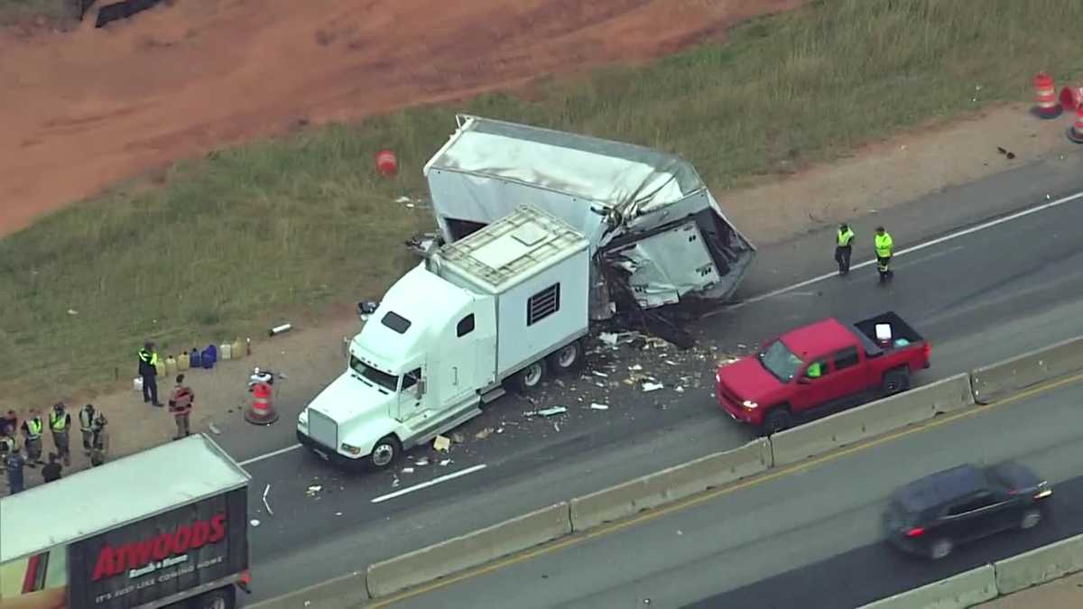 OKC crash involving 2 semis on I-40 sends driver to hospital