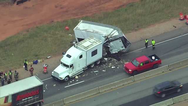 OKC crash involving 2 semis on I-40 sends driver to hospital