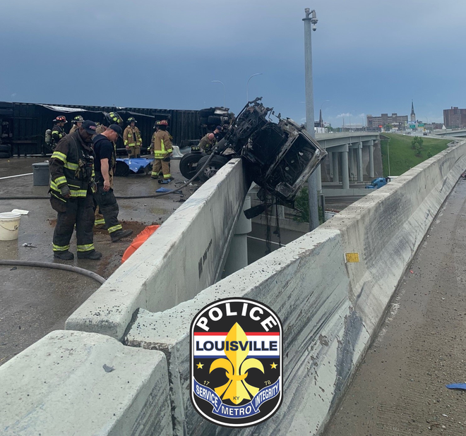 One person killed in firey semi crash on I-65 in Louisville