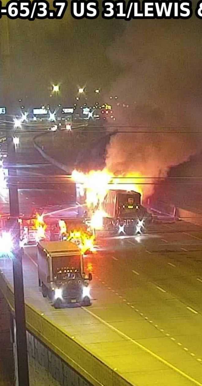 A deadly semi-truck fire has closed all southbound lanes of I-65
