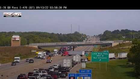 Multi-vehicle crash snarls eastbound I-70 at Little Blue Parkway in ...