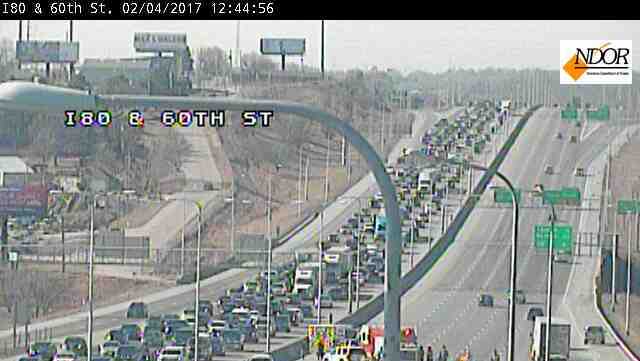Traffic backed up on Interstate 80 after crash
