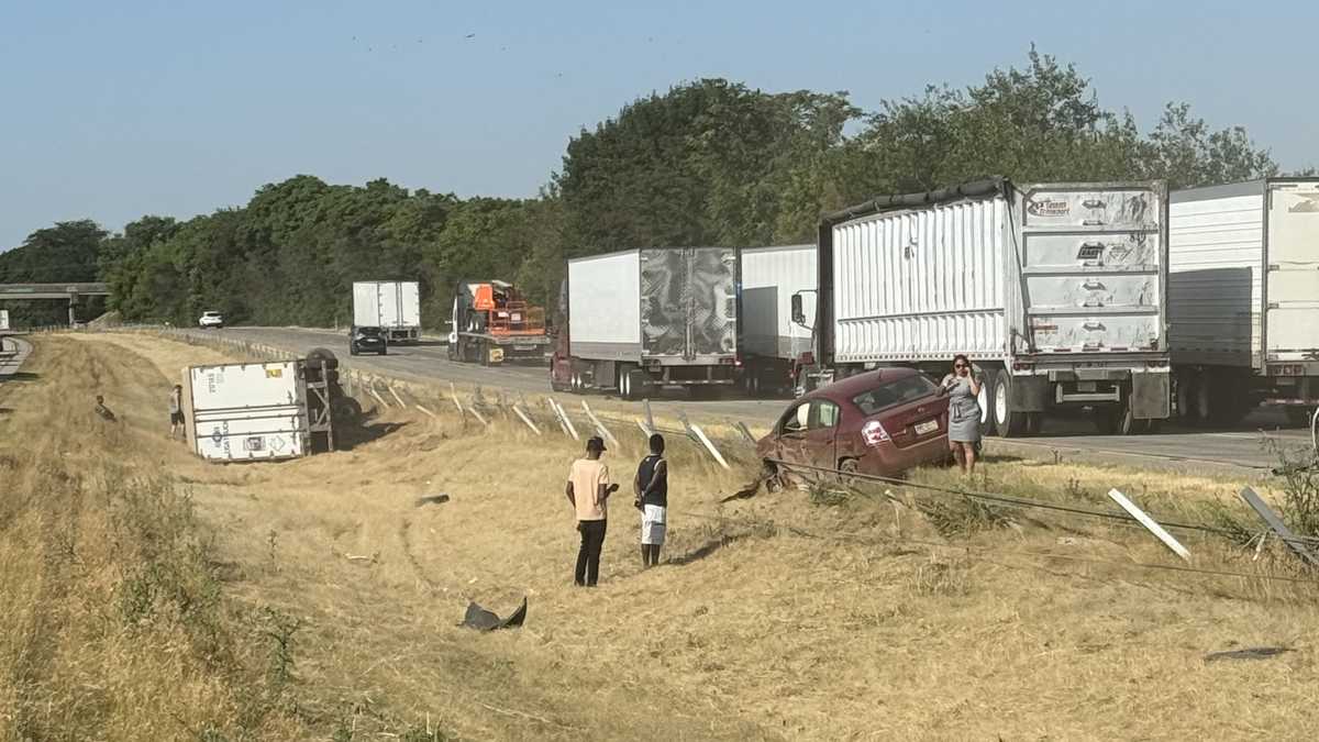 Tractor-trailer overturns after colliding with sedan on Interstate 81 ...
