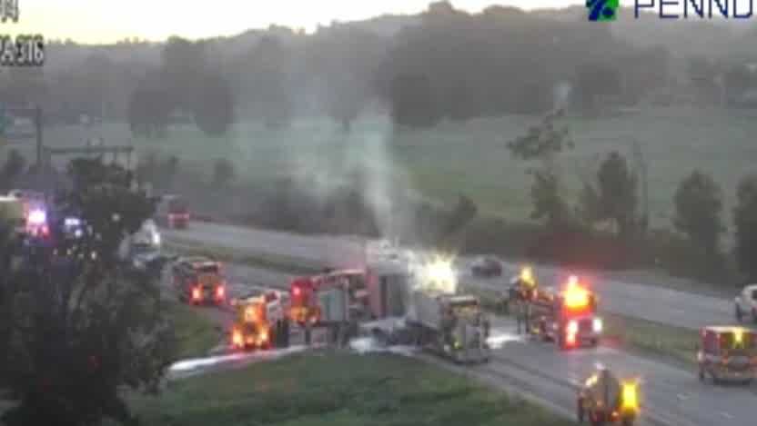 Tractor-trailers crash on Interstate 81 in Franklin County, one catches ...