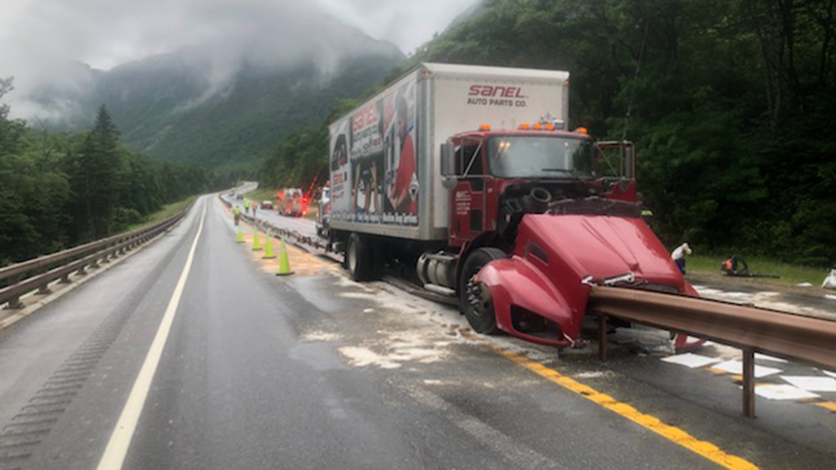 300 feet of guardrail damaged in truck crash on New Hampshire highway