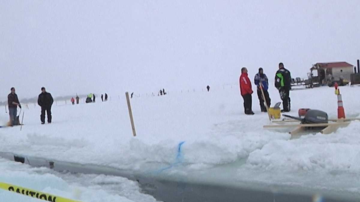 Northern Maine community creates massive ice carousel on frozen lake