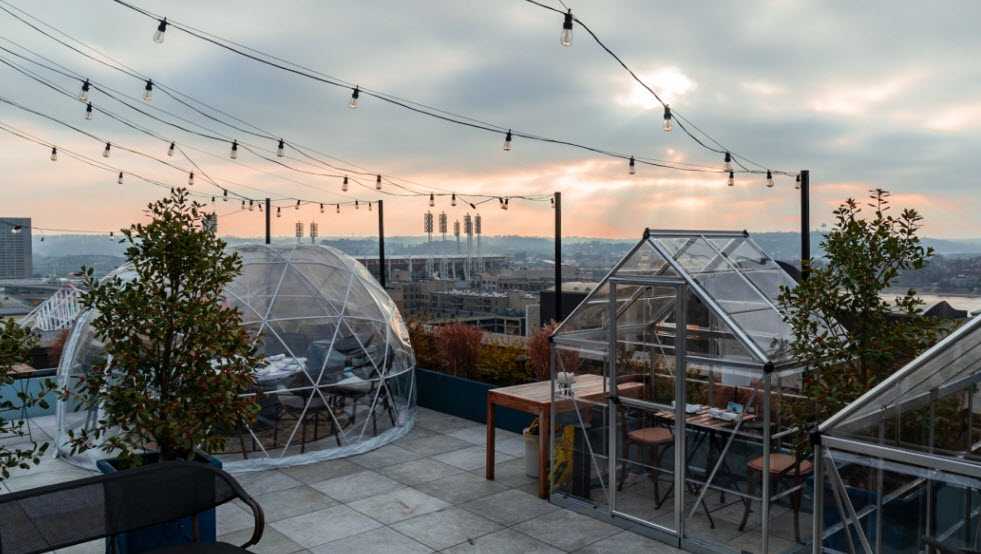 Cincinnati restaurant decks out rooftop with heated igloos, greenhouses