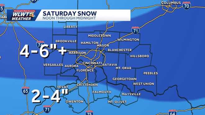 projected snow totals saturday afternoon