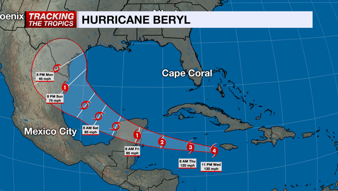 Hurricane Beryl Outlook 7-3-24 11PM Advisory