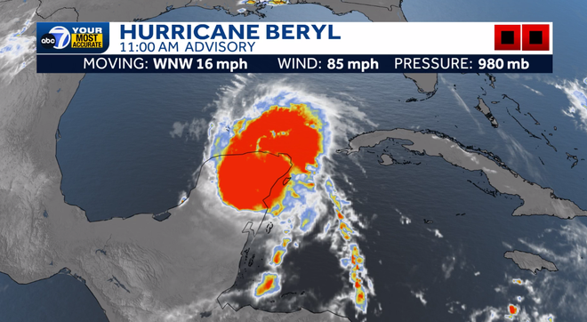 Hurricane Beryl 85 MPH 11AM Advisory 7-5-24