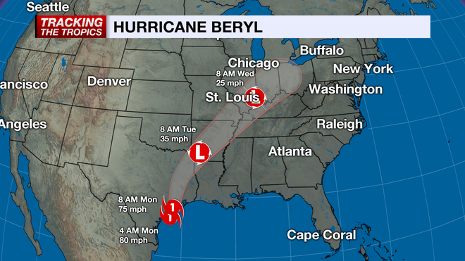 ﻿hurricane beryl projection