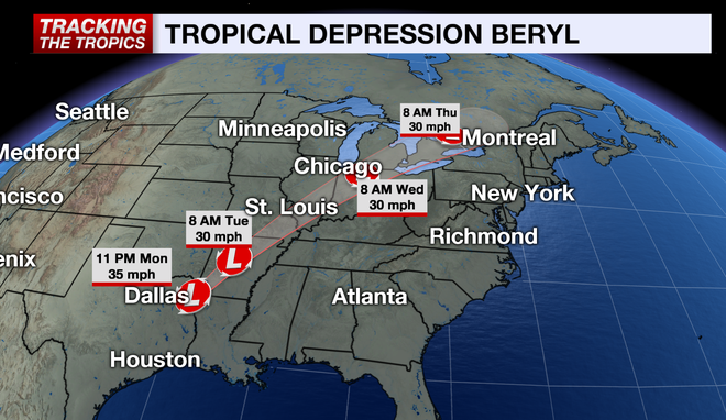 Tropical Depression Beryl Outlook 11PM Advisory 7-8-24