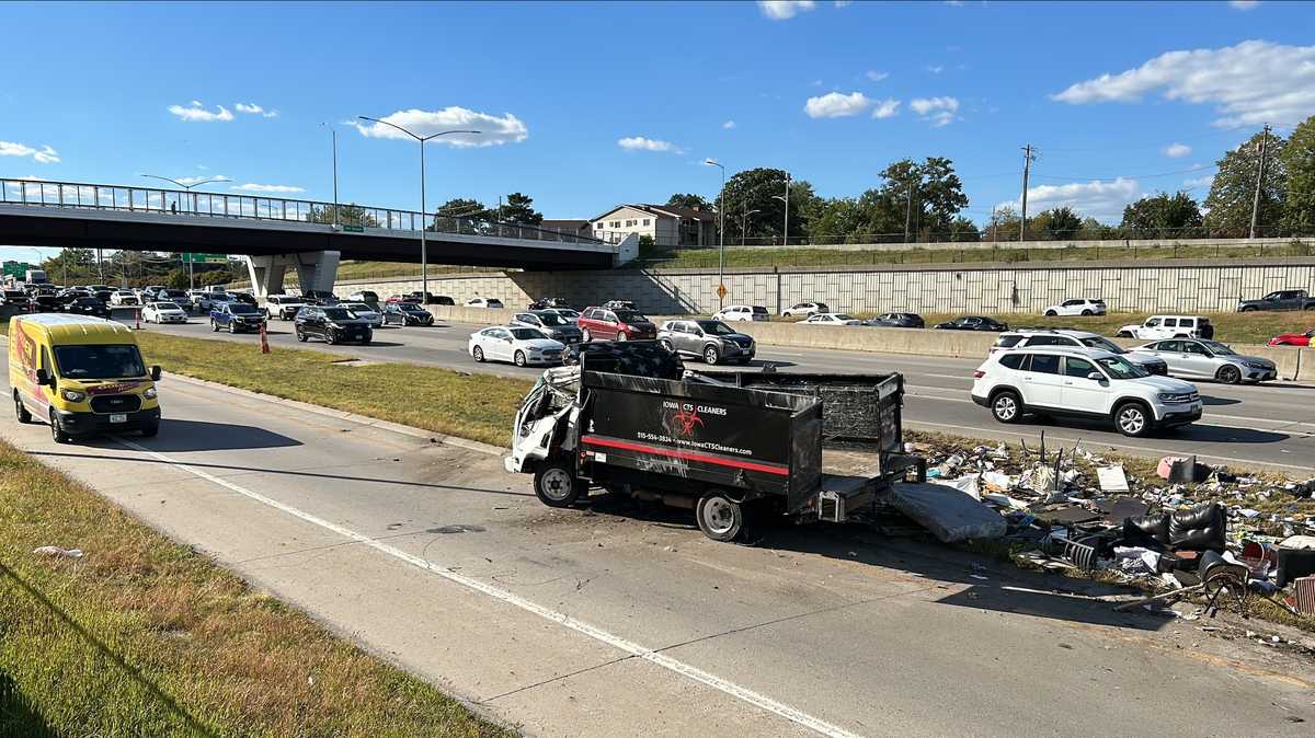 Eastbound lanes of I-235 closed after truck accident