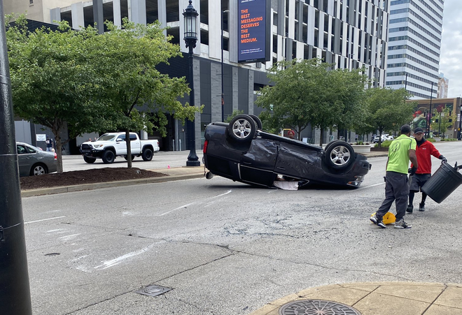 Driver ran red light before rollover crash in Over-the-Rhine, police say