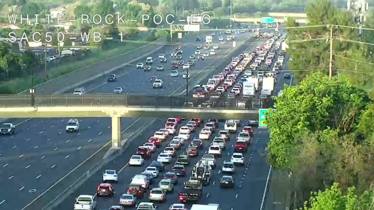 Traffic slowdown on Highway 50 following Rancho Cordova crash