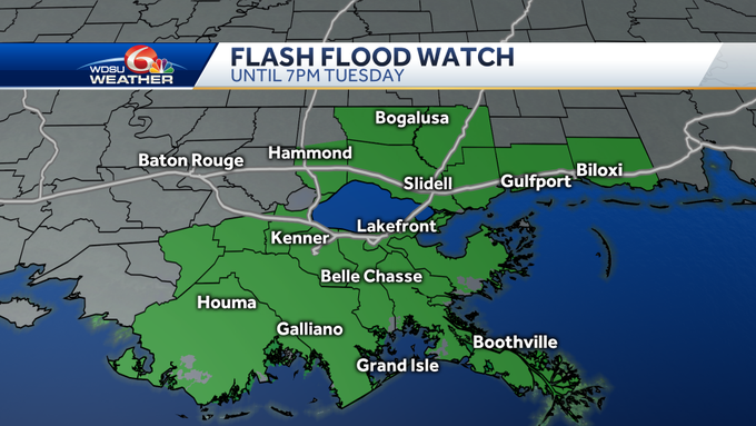 Flash Flood Watch continues until Tuesday evening