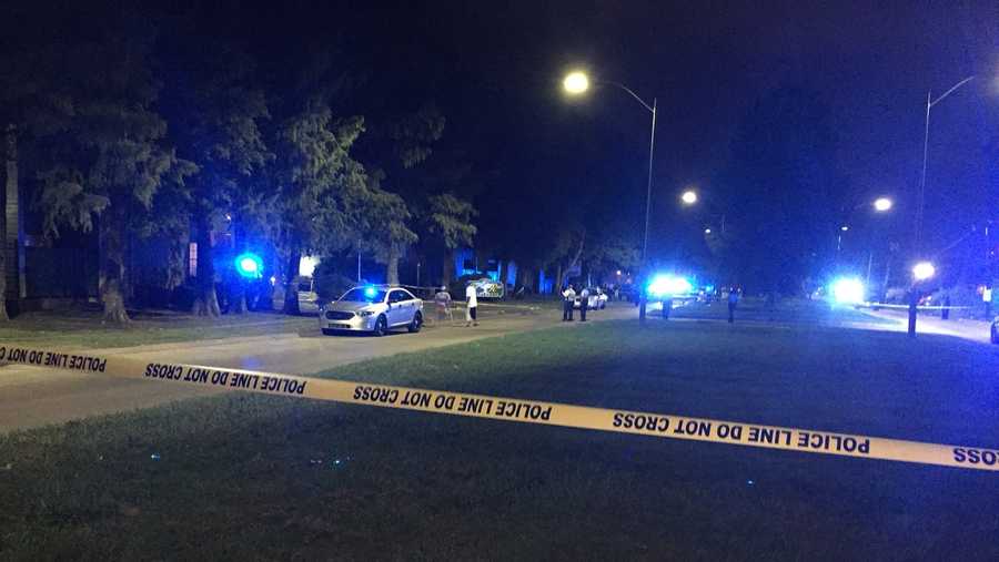 New Orleans police investigate a shooting in Algiers on Thursday night.