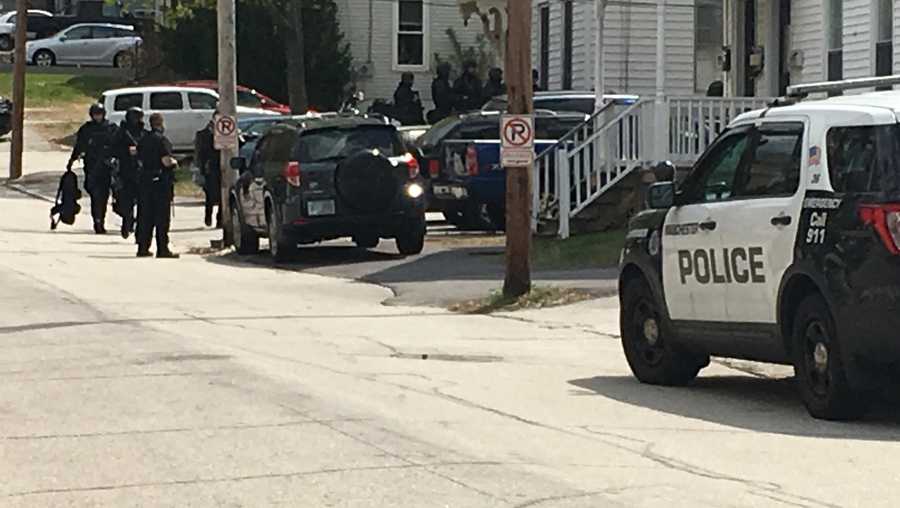 Officers respond to a reported domestic violence call on Amherst St. in Manchester