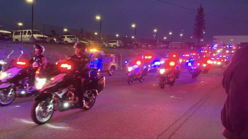 On Monday, all Monterey County law enforcement agencies who drove together in solidarity, escorted and gave a sharp solute to their fallen brother.
