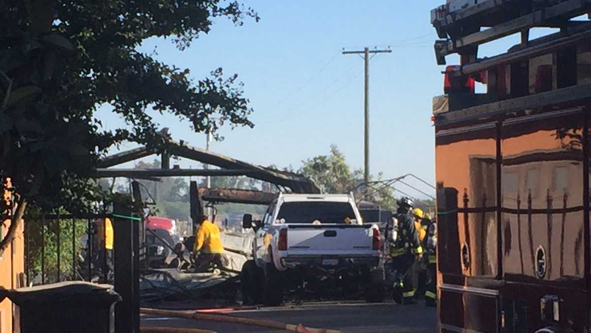 Vehicles explode after garage catches fire in Stanislaus County