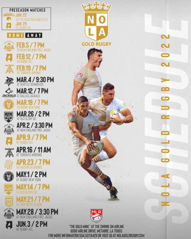 Major League Rugby NOLA Gold release 2022 schedule