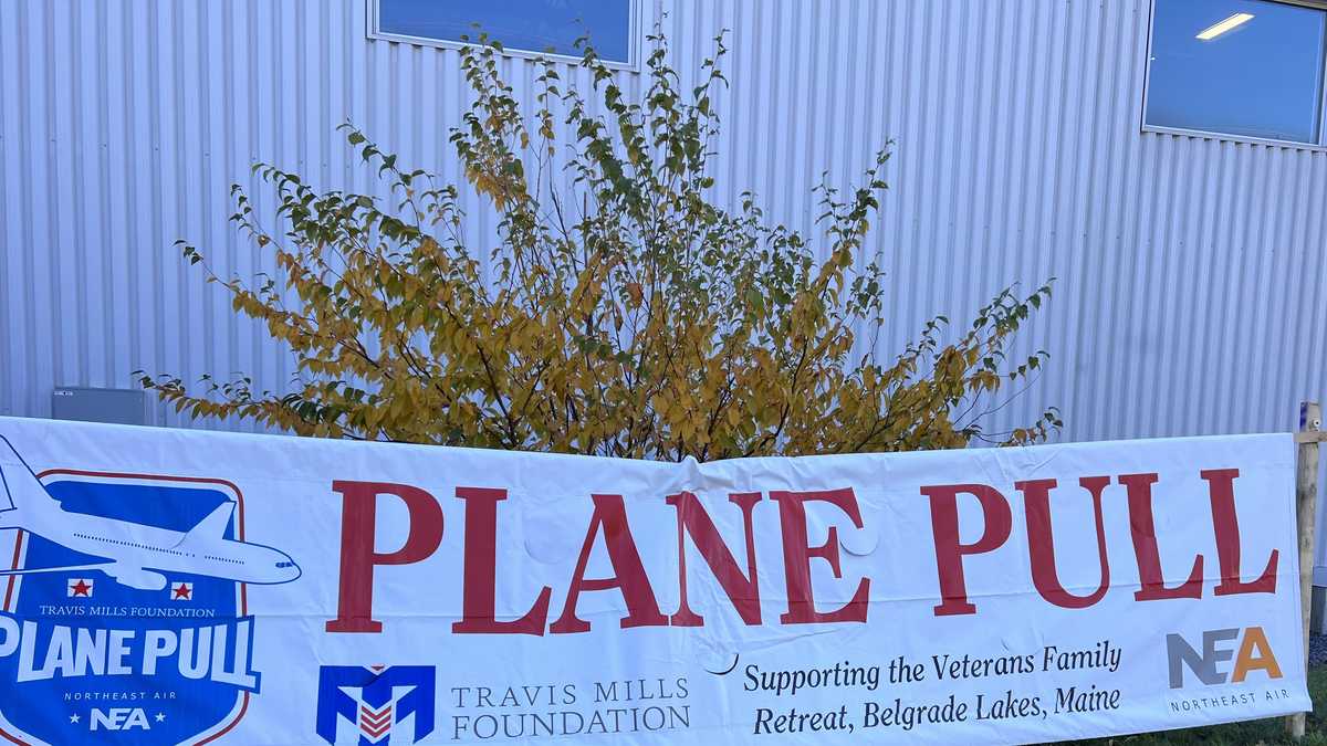 Teams compete in a 'Plane Pull' to raise money for Travis Mills Foundation