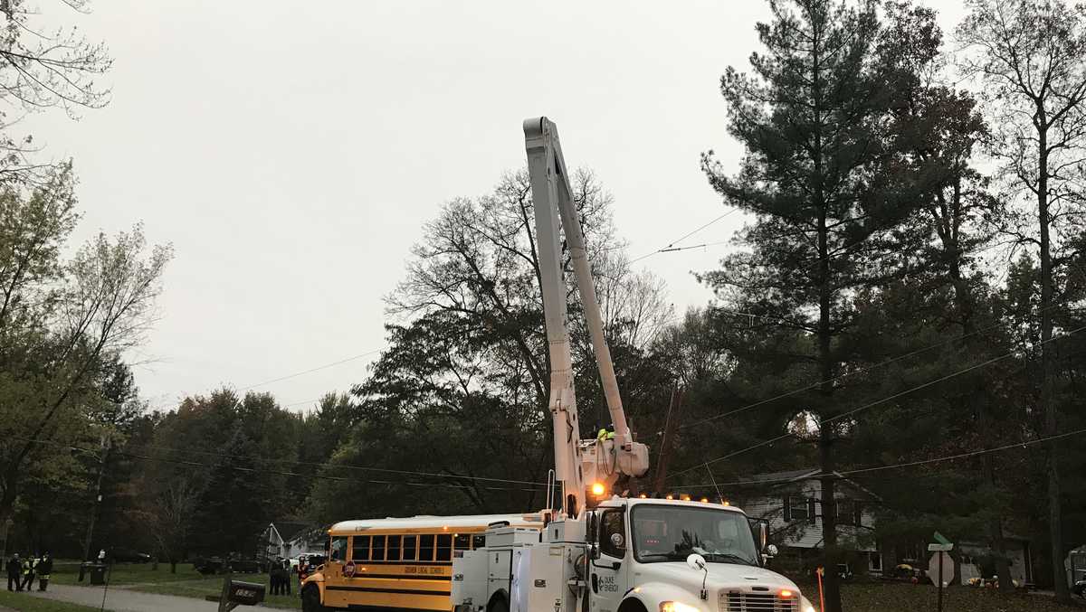 School bus strikes utility pole, takes out power in Goshen Township
