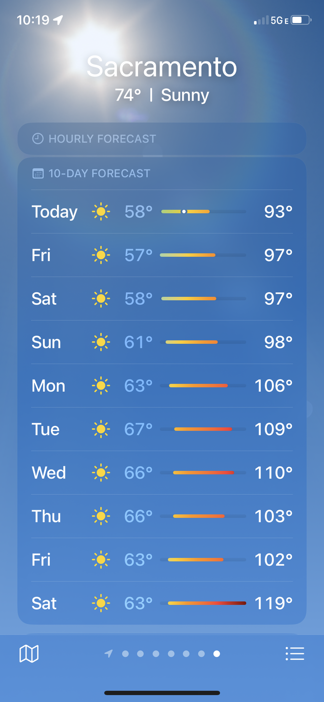 It's too soon to say that temps will be 119 degrees.
