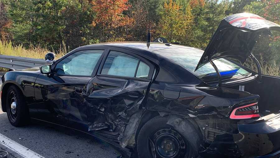 Woman arrested after crash involving State Police cruiser on I93 in