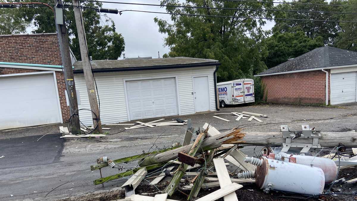 PHOTOS: Vehicle crashes through fence, snaps pole in York County, Pa.