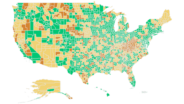 covid community level risk map from cdc