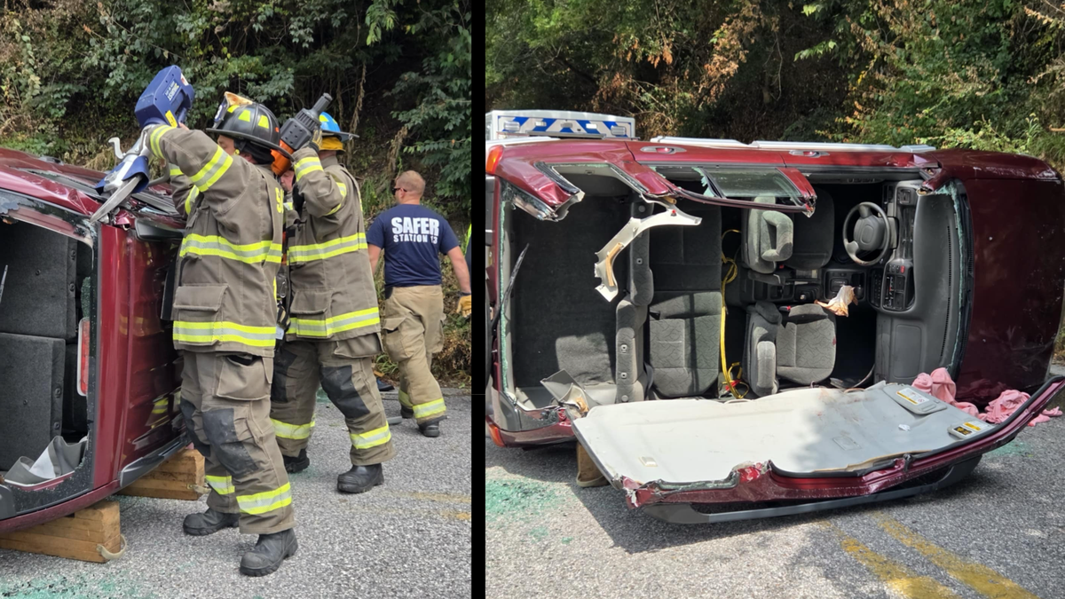 Crews cut roof off overturned car to free injured driver in York County ...