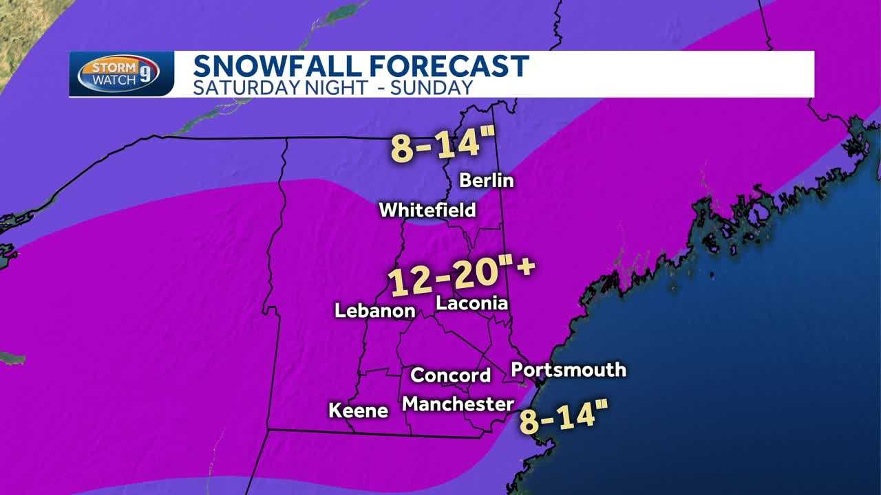 Incoming snowstorm to bring 12-20 inches of snow for most of NH